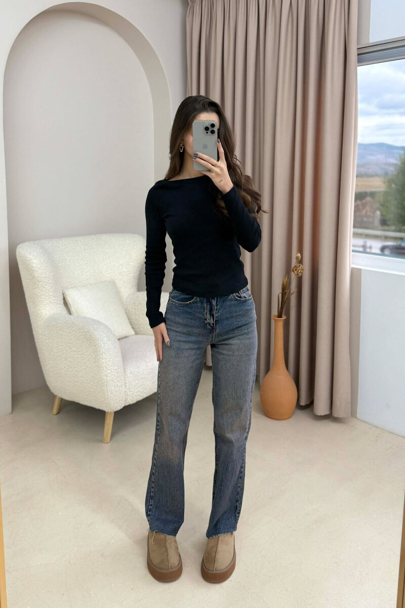 SIMPLE ONE COLOR WOMEN SWEATSHIRT BLACK/ E ZEZE - 1