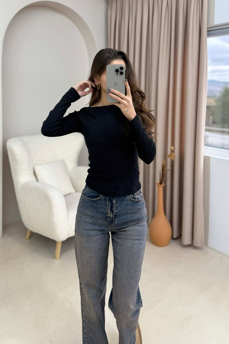 SIMPLE ONE COLOR WOMEN SWEATSHIRT BLACK/ E ZEZE - 5