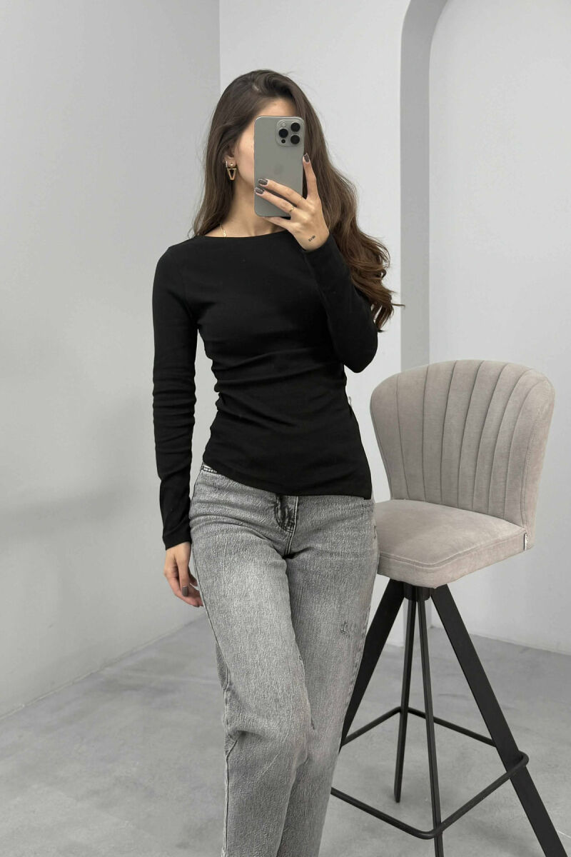 SIMPLE ONE COLOR WOMEN SWEATSHIRT BLACK/ E ZEZE - 1