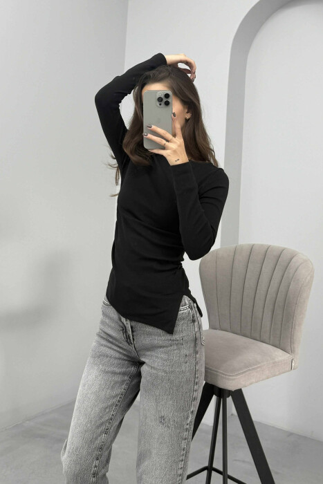 SIMPLE ONE COLOR WOMEN SWEATSHIRT BLACK/ E ZEZE - 3