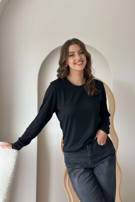 SIMPLE ONE COLOR WOMEN SWEATSHIRT BLACK/ E ZEZE 