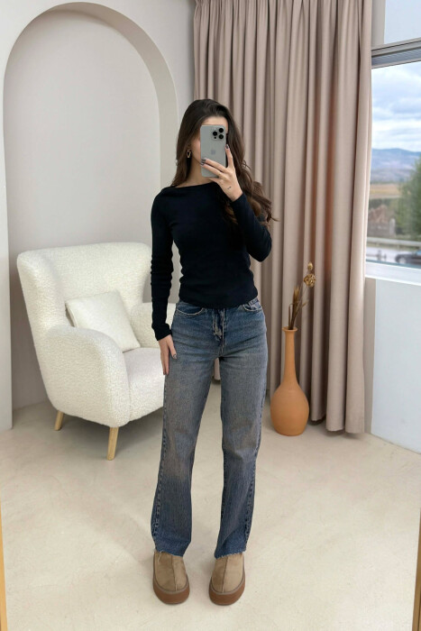 SIMPLE ONE COLOR WOMEN SWEATSHIRT BLACK/ E ZEZE - KLAUDIO FASHION