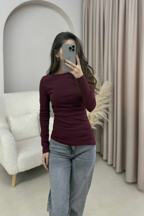 SIMPLE ONE COLOR WOMEN SWEATSHIRT BURGUNDY/VISHNJE 