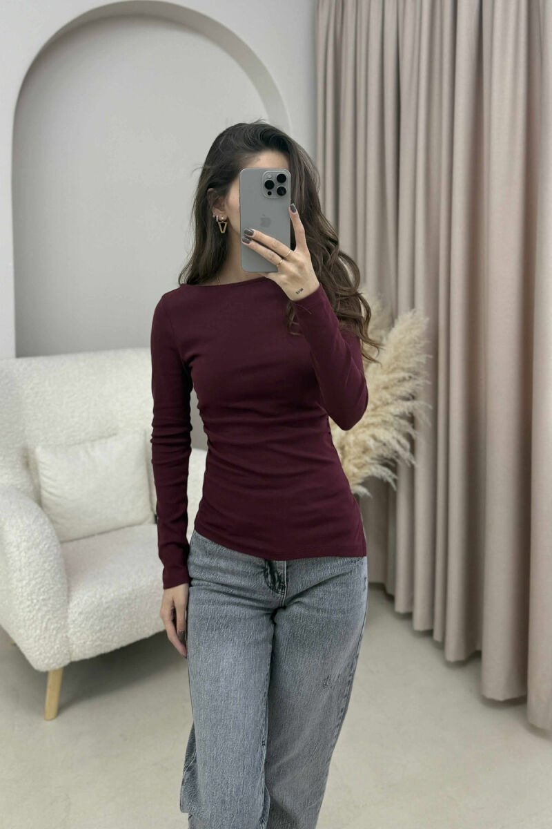 SIMPLE ONE COLOR WOMEN SWEATSHIRT BURGUNDY/VISHNJE - 1