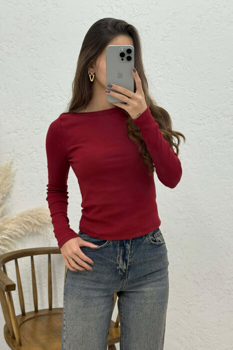 SIMPLE ONE COLOR WOMEN SWEATSHIRT BURGUNDY/VISHNJE 