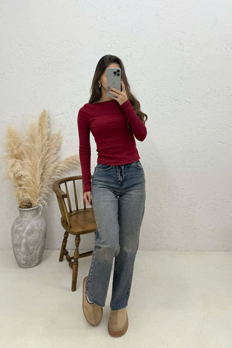 SIMPLE ONE COLOR WOMEN SWEATSHIRT BURGUNDY/VISHNJE - 2