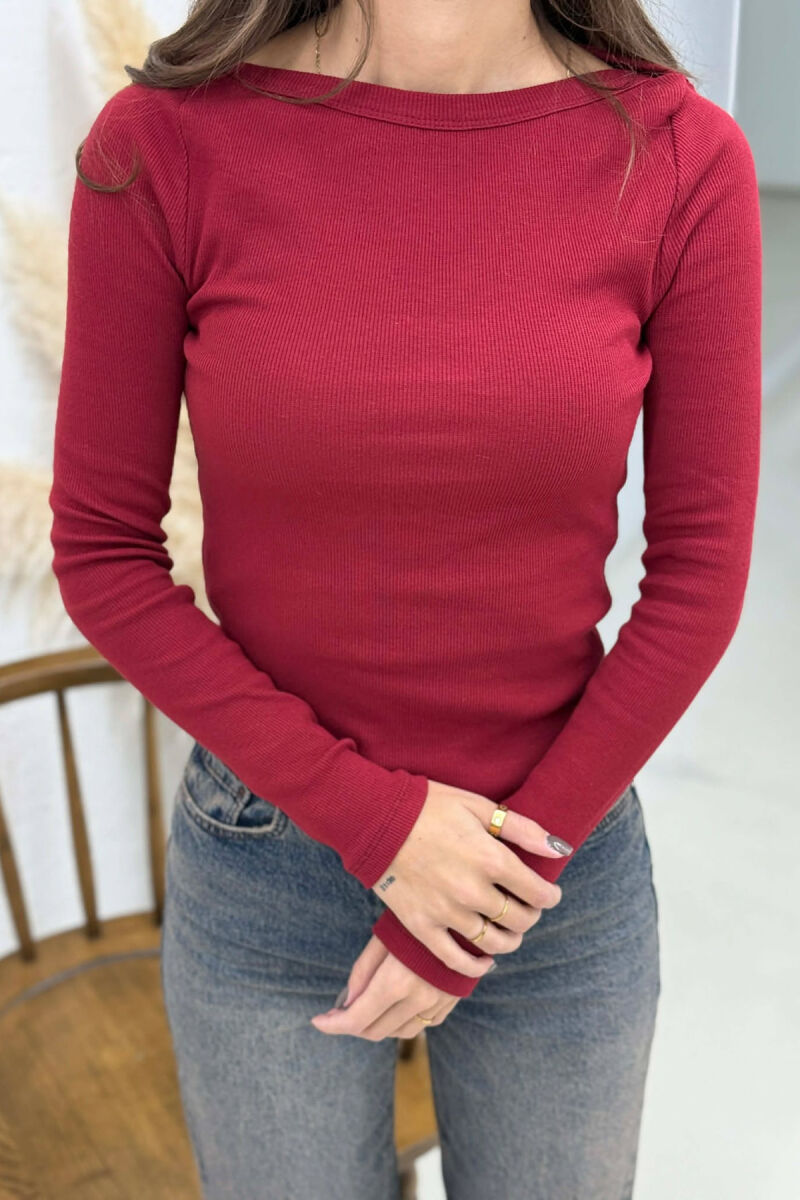 SIMPLE ONE COLOR WOMEN SWEATSHIRT BURGUNDY/VISHNJE - 5