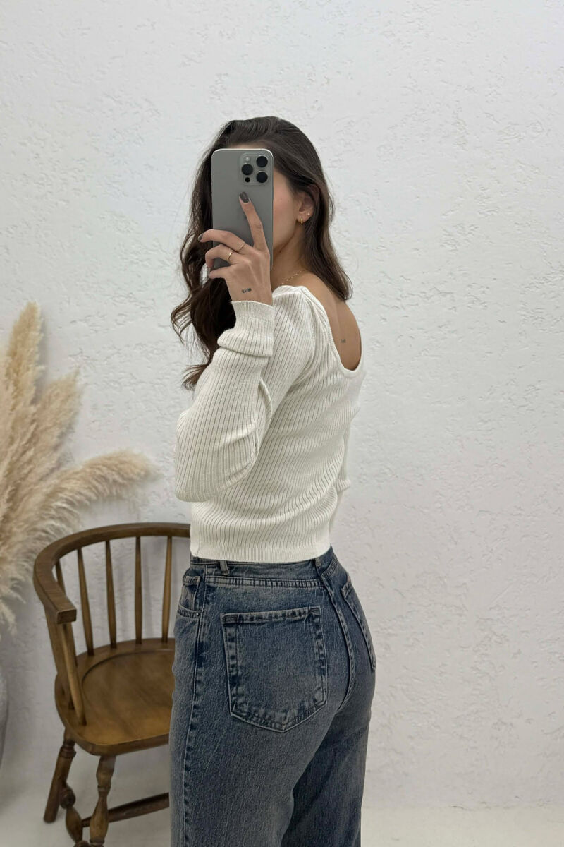 SIMPLE ONE COLOR WOMEN SWEATSHIRT CREAM/KREM - 4