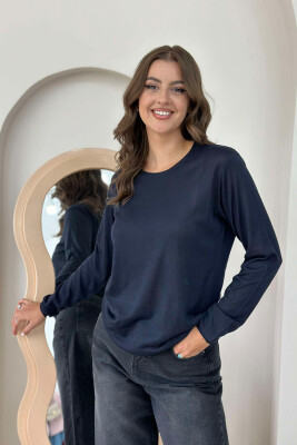 SIMPLE ONE COLOR WOMEN SWEATSHIRT DARK BLUE/BEE 