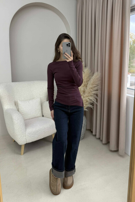 SIMPLE ONE COLOR WOMEN SWEATSHIRT DARK BURGUNDY/VISHNJE E ERRET - 1