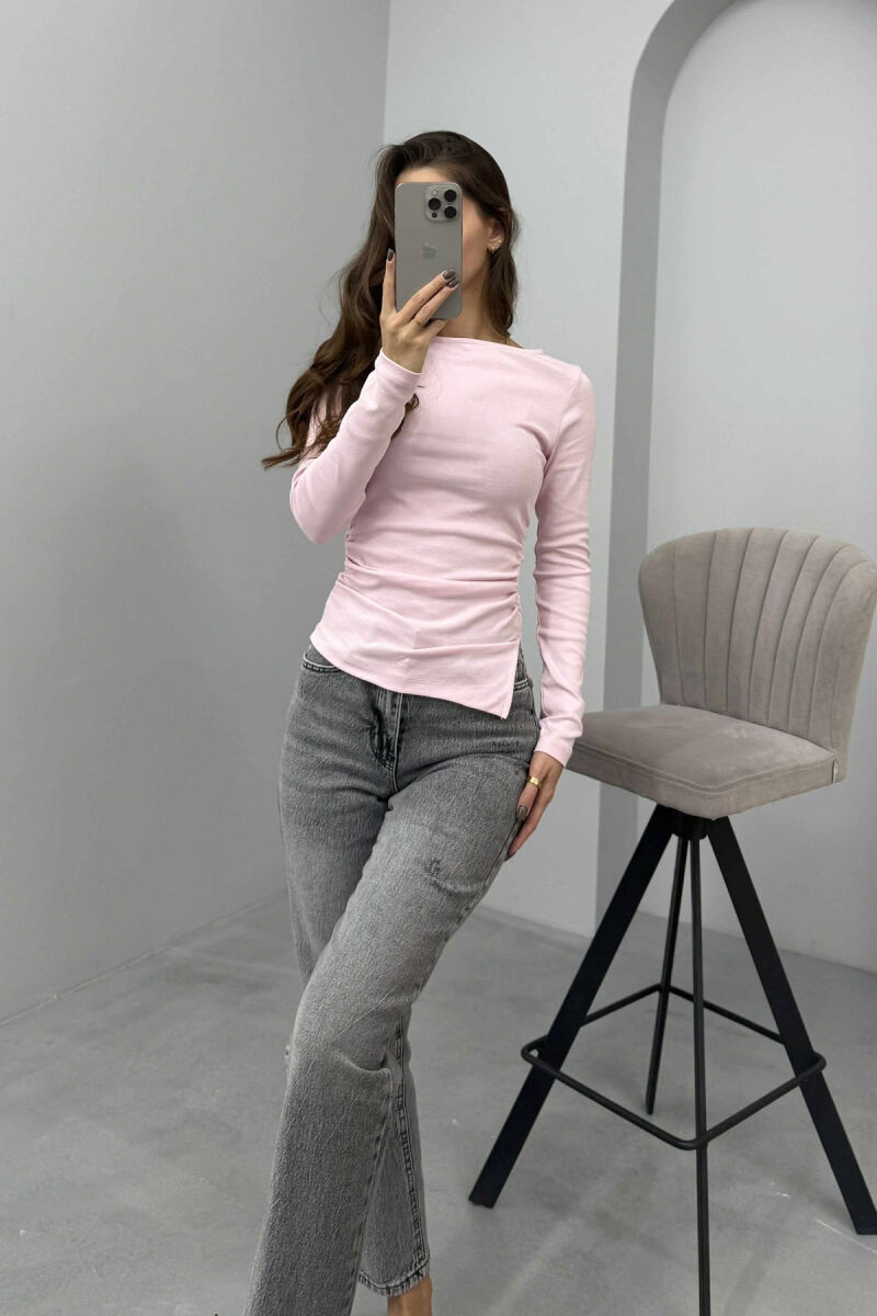 SIMPLE ONE COLOR WOMEN SWEATSHIRT PINK/ROZE - 1