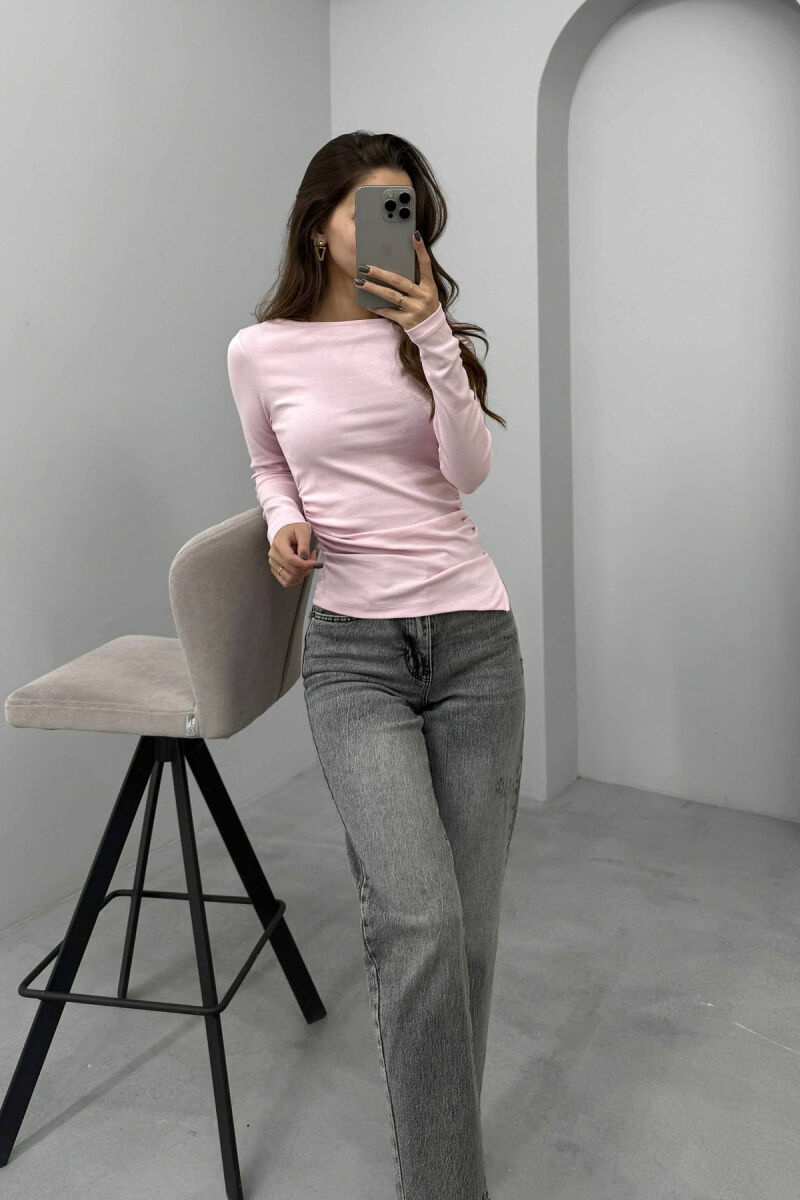 SIMPLE ONE COLOR WOMEN SWEATSHIRT PINK/ROZE - 2