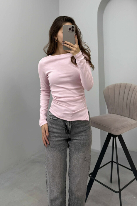 SIMPLE ONE COLOR WOMEN SWEATSHIRT PINK/ROZE - 4