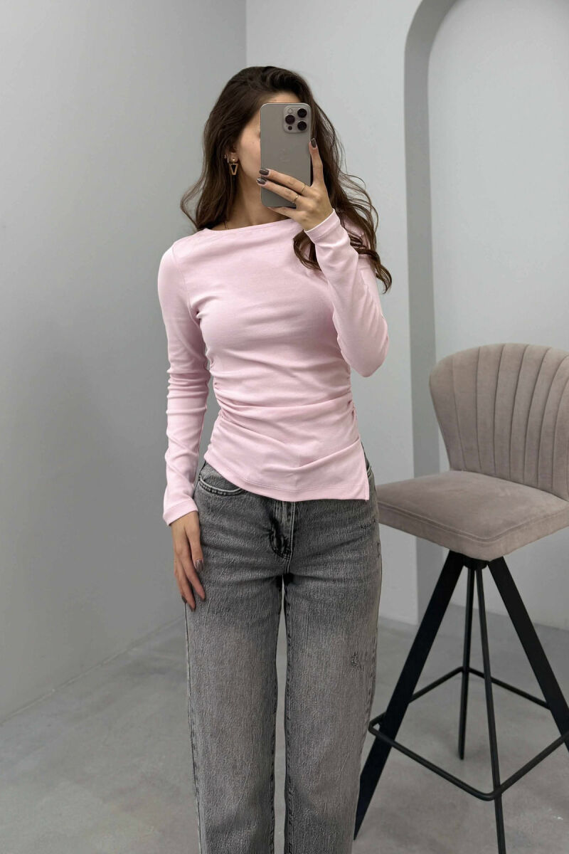 SIMPLE ONE COLOR WOMEN SWEATSHIRT PINK/ROZE - 4
