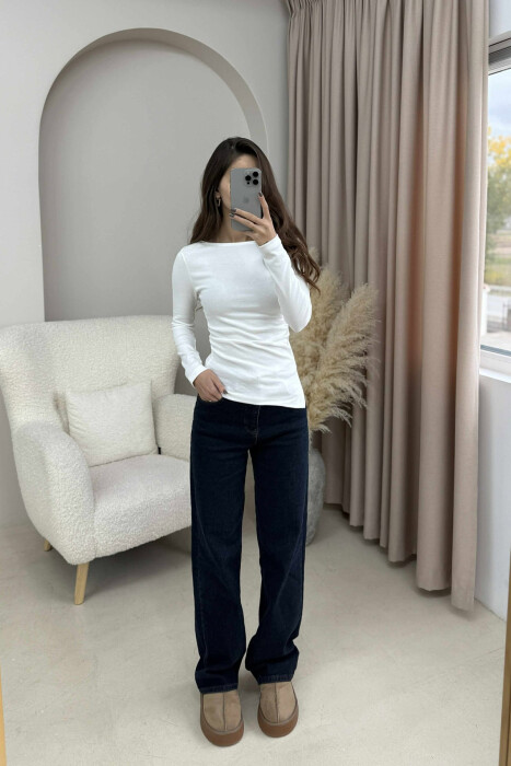 SIMPLE ONE COLOR WOMEN SWEATSHIRT WHITE-E BARDHE 