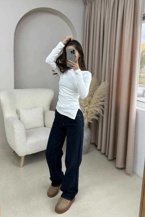 SIMPLE ONE COLOR WOMEN SWEATSHIRT WHITE-E BARDHE - 2