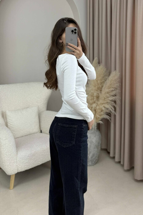 SIMPLE ONE COLOR WOMEN SWEATSHIRT WHITE-E BARDHE - 3