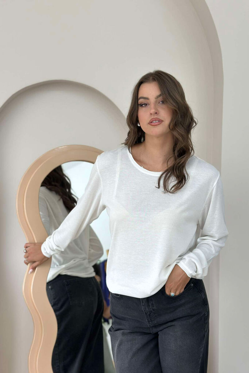 SIMPLE ONE COLOR WOMEN SWEATSHIRT WHITE-E BARDHE - 2