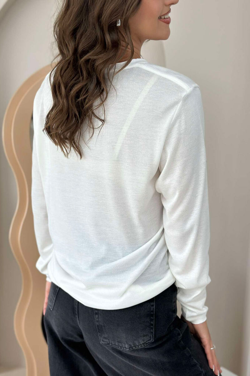 SIMPLE ONE COLOR WOMEN SWEATSHIRT WHITE-E BARDHE - 3