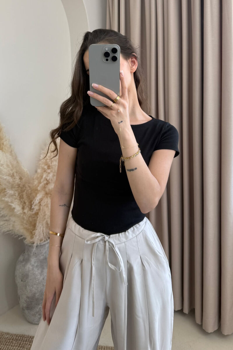 SIMPLE ONE COLOR WOMEN T-SHIRT BLACK/ E ZEZE - 4
