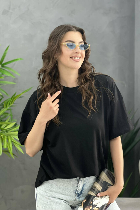 SIMPLE ONE COLOR WOMEN T-SHIRT BLACK/ E ZEZE - 1