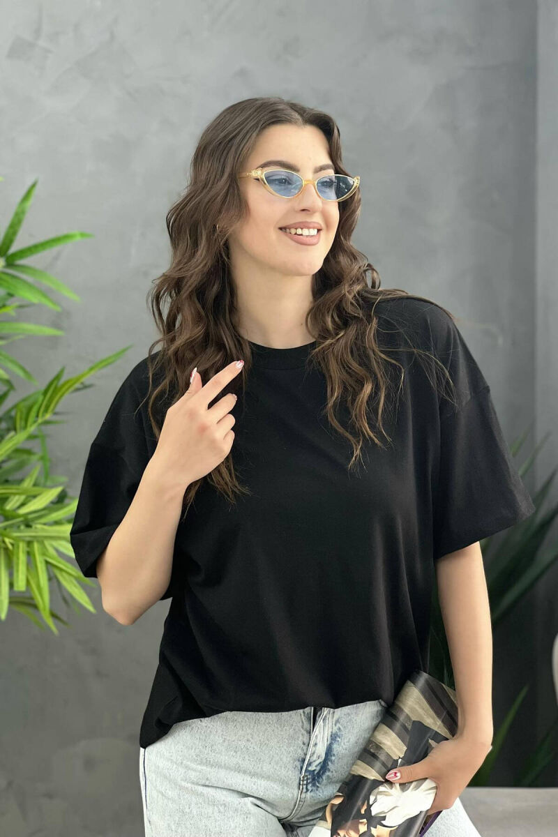 SIMPLE ONE COLOR WOMEN T-SHIRT BLACK/ E ZEZE - 1