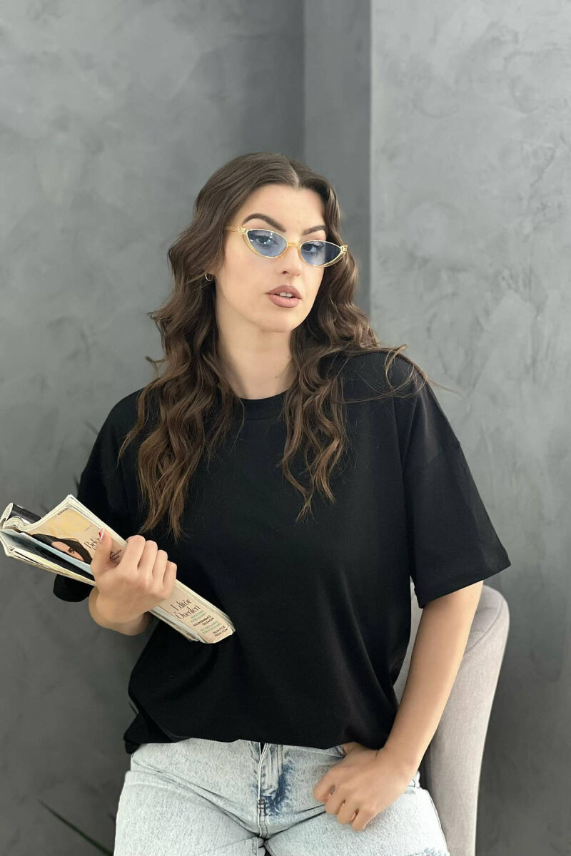 SIMPLE ONE COLOR WOMEN T-SHIRT BLACK/ E ZEZE - 2