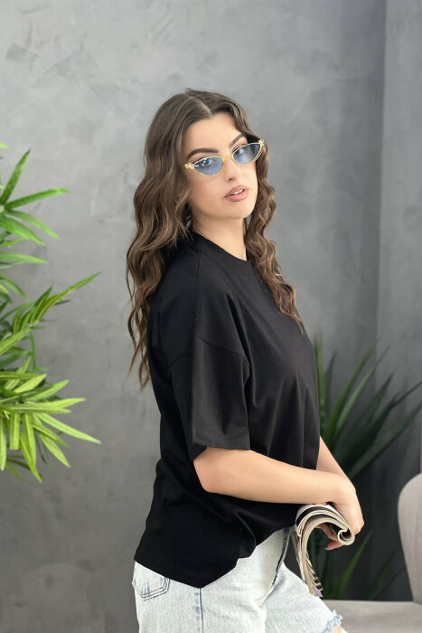 SIMPLE ONE COLOR WOMEN T-SHIRT BLACK/ E ZEZE - 3