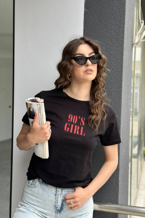 SIMPLE ONE COLOR WOMEN T-SHIRT BLACK/ E ZEZE 