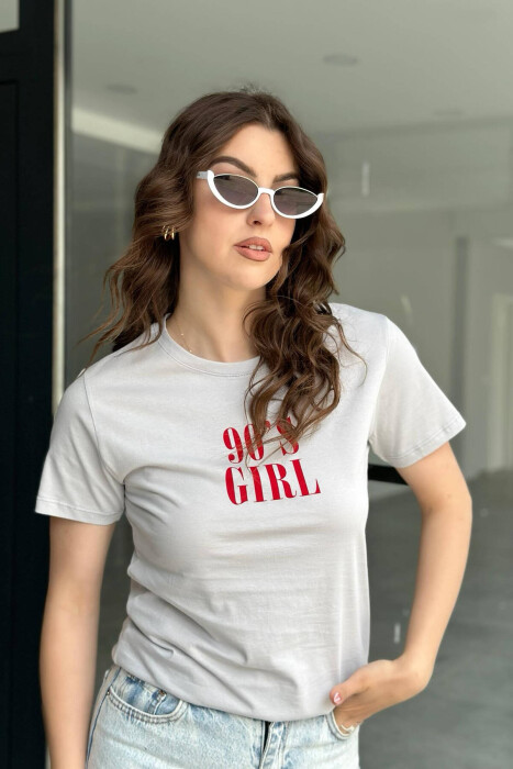 SIMPLE ONE COLOR WOMEN T-SHIRT GREY/GRI - 1