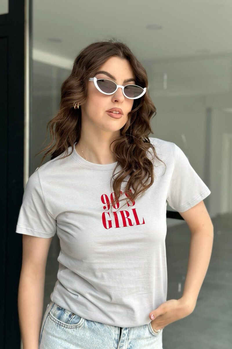 SIMPLE ONE COLOR WOMEN T-SHIRT GREY/GRI - 1