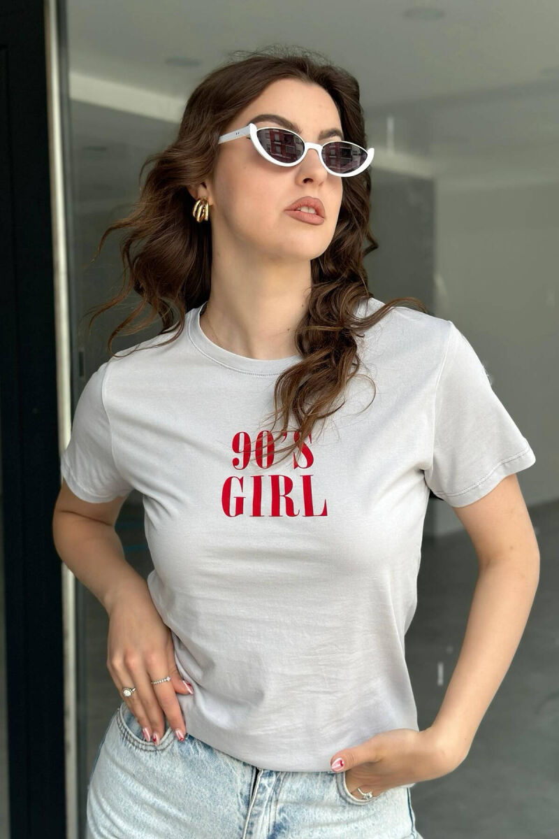 SIMPLE ONE COLOR WOMEN T-SHIRT GREY/GRI - 3