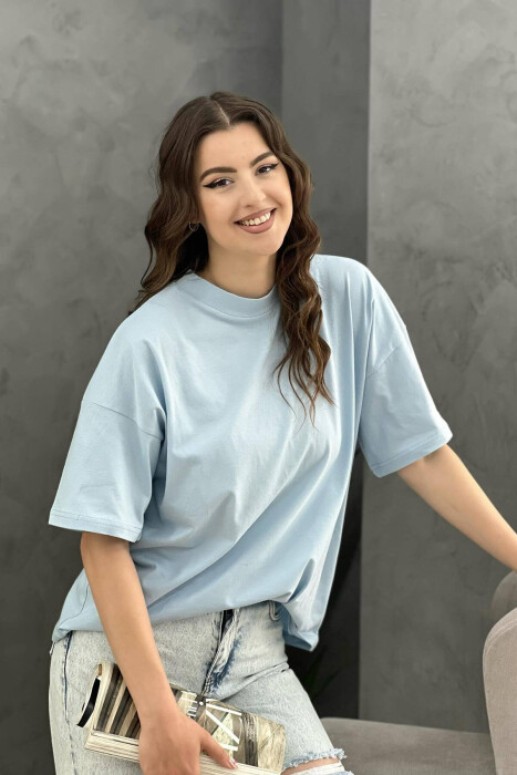SIMPLE ONE COLOR WOMEN T-SHIRT LIGHTBLUE/BZ 