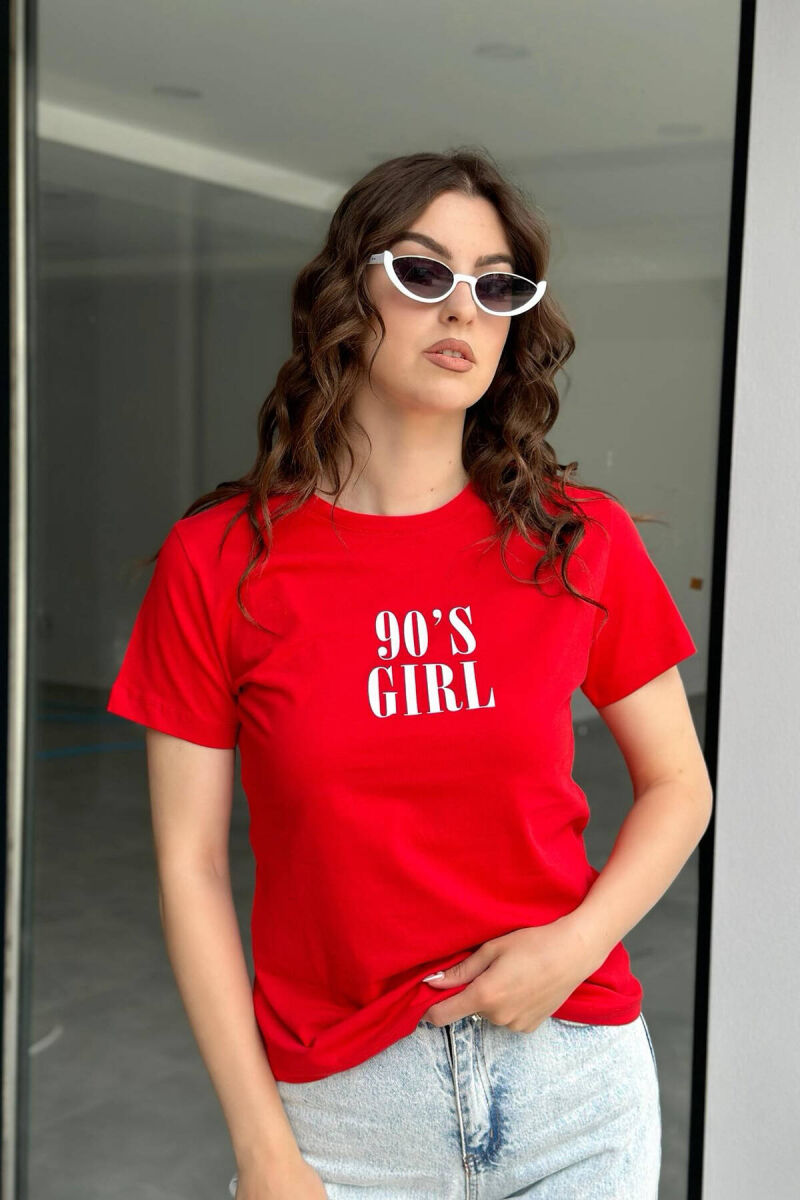 SIMPLE ONE COLOR WOMEN T-SHIRT RED/E KUQE - 1