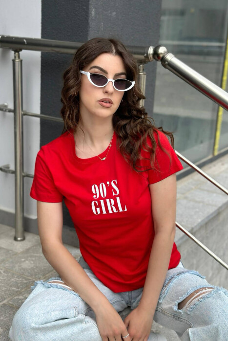 SIMPLE ONE COLOR WOMEN T-SHIRT RED/E KUQE - 2