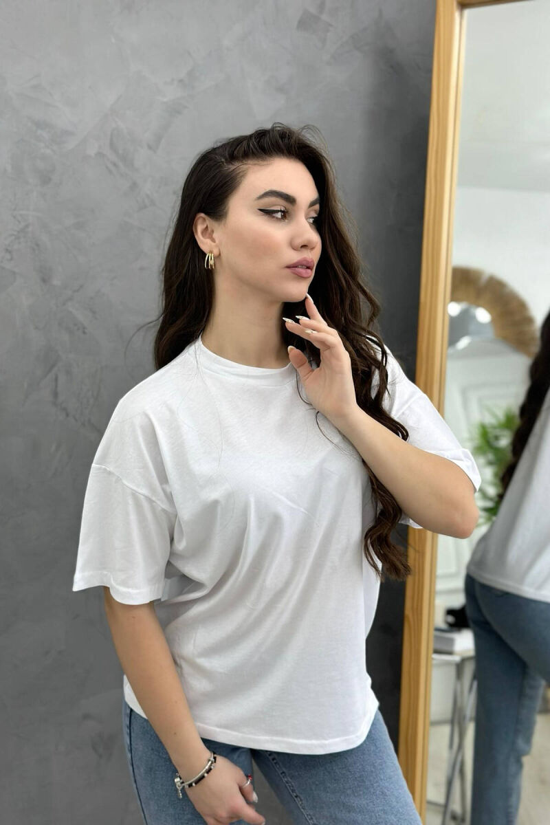 SIMPLE ONE COLOR WOMEN T-SHIRT WHITE-E BARDHE - 1