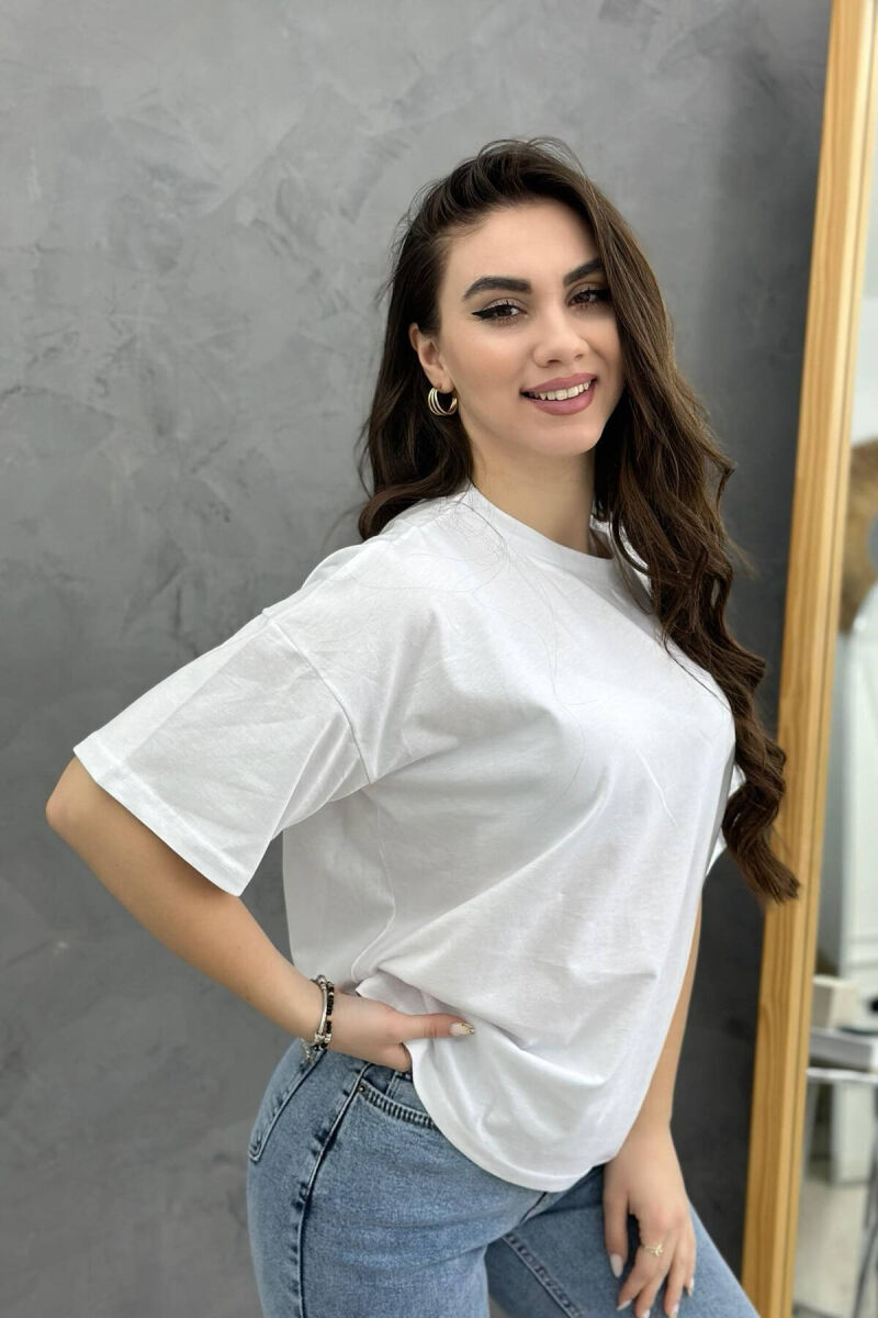 SIMPLE ONE COLOR WOMEN T-SHIRT WHITE-E BARDHE - 2