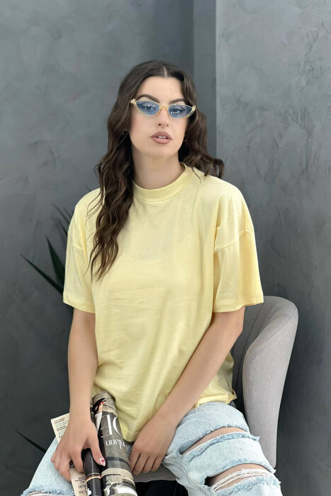 SIMPLE ONE COLOR WOMEN T-SHIRT YELLOW/E VERDHE 