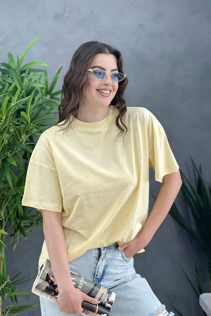 SIMPLE ONE COLOR WOMEN T-SHIRT YELLOW/E VERDHE - 2