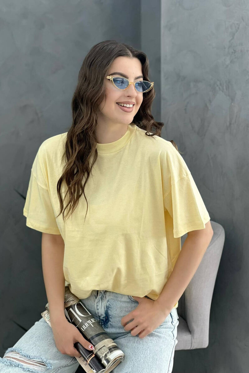 SIMPLE ONE COLOR WOMEN T-SHIRT YELLOW/E VERDHE - 3