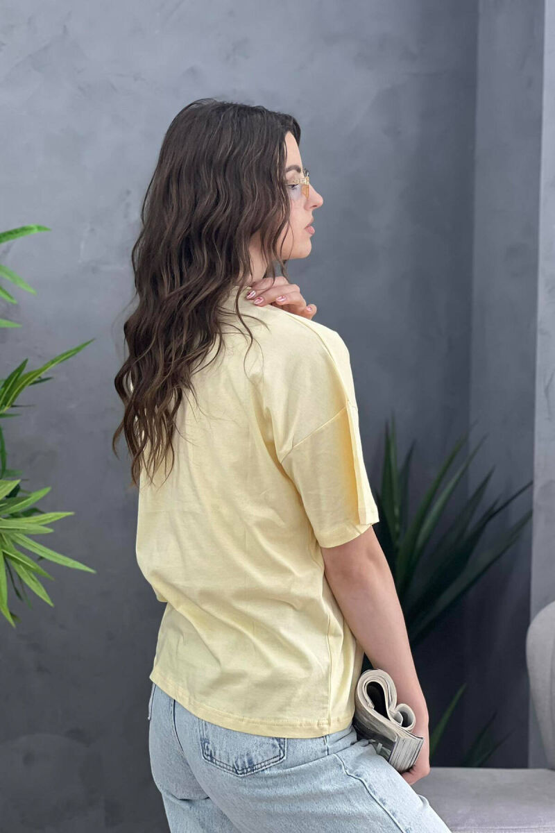 SIMPLE ONE COLOR WOMEN T-SHIRT YELLOW/E VERDHE - 4