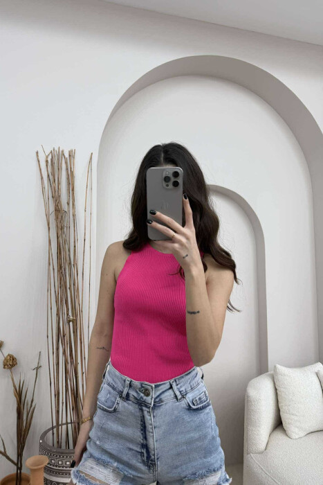 SIMPLE ONE COLOR WOMEN TANK TOP PINK/ROZE - 1