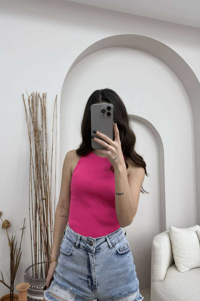 SIMPLE ONE COLOR WOMEN TANK TOP PINK/ROZE - 1