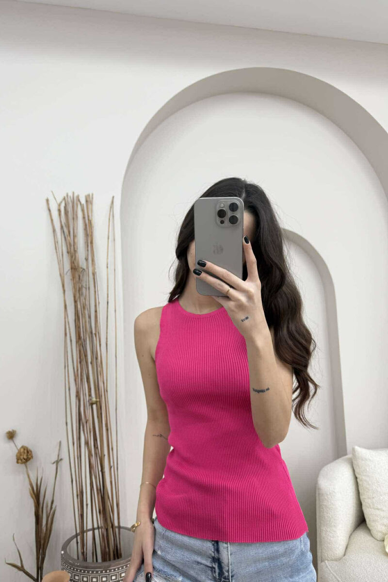 SIMPLE ONE COLOR WOMEN TANK TOP PINK/ROZE - 2