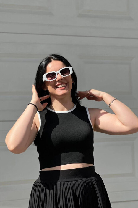 SIMPLE ONE COLOR WOMEN TANK TOPS BLACK/ E ZEZE 