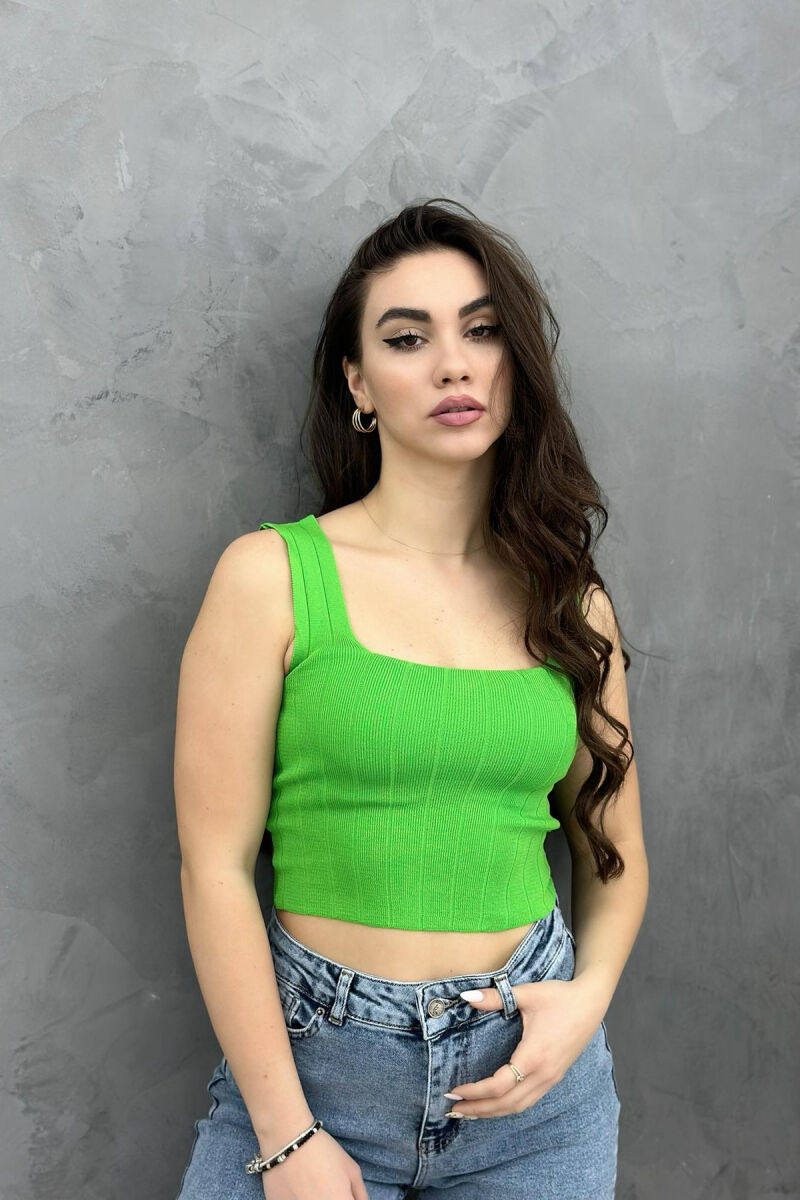 SIMPLE ONE COLOR WOMEN TANK TOPS LIGHT GREEN/JEZB - 1