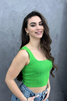 SIMPLE ONE COLOR WOMEN TANK TOPS LIGHT GREEN/JEZB - 2