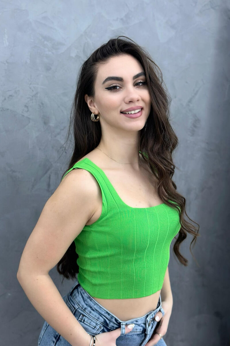 SIMPLE ONE COLOR WOMEN TANK TOPS LIGHT GREEN/JEZB - 2