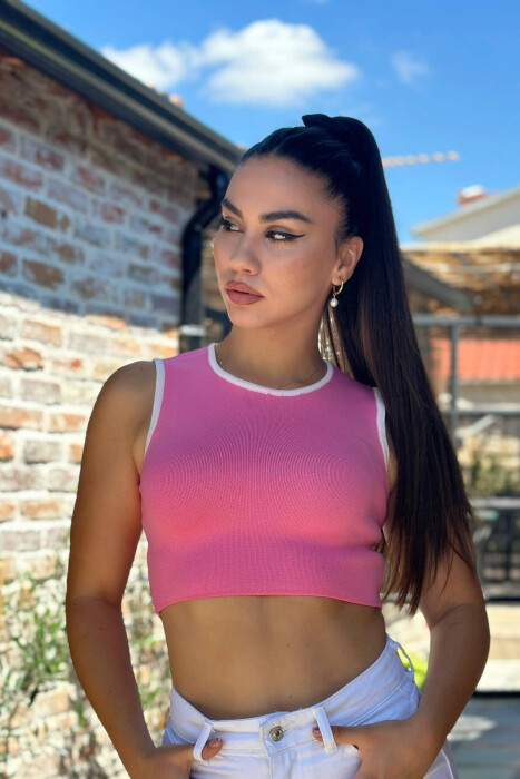 SIMPLE ONE COLOR WOMEN TANK TOPS PINK/ROZE - KLAUDIO FASHION