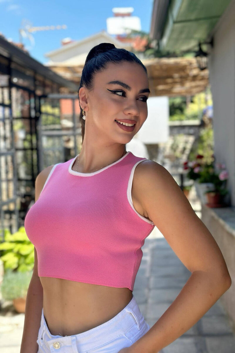 SIMPLE ONE COLOR WOMEN TANK TOPS PINK/ROZE - 2